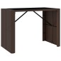 vidaXL Mesa alta bar superficie vidrio ratán PE marrón 145x80x110 cm vidaXL Mesa alta bar superficie vidrio ratán PE marrón 145x80x110 cm