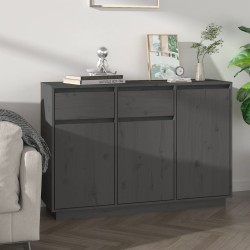 vidaXL Aparador de madera maciza de pino gris 110x34x75 cm