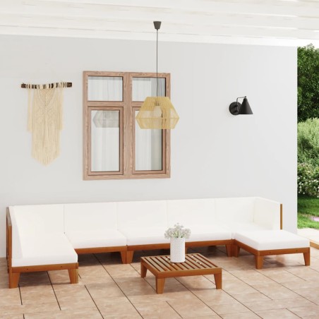 vidaXL Juego muebles de jardín y cojines 8 pzas madera maciza acacia