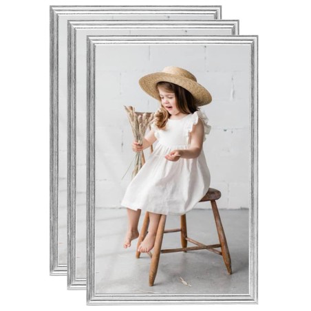 vidaXL Marcos de foto collage de mesa 3 uds plateado MDF 13x18cm