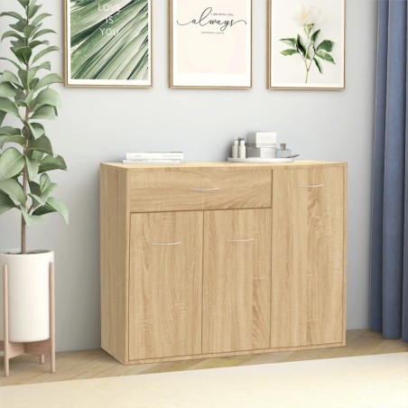 vidaXL Aparador de madera contrachapada color roble Sonoma 88x30x70 cm