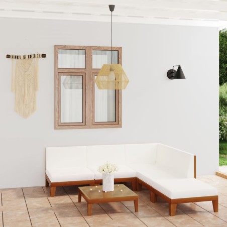 vidaXL Juego muebles de jardín y cojines 6 pzas madera maciza acacia