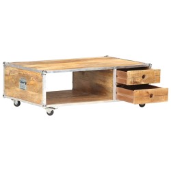 vidaXL Mesa de centro de madera maciza de mango en bruto 89x59x33 cm