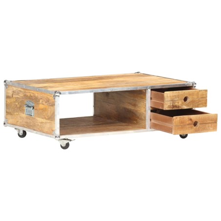 vidaXL Mesa de centro de madera maciza de mango en bruto 89x59x33 cm