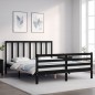 vidaXL Estructura de cama con cabecero madera maciza negro 160x200 cm vidaXL Estructura de cama con cabecero madera maciza negro 160x200 cm