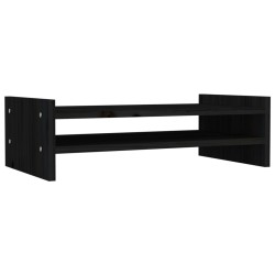 vidaXL Soporte para monitor madera maciza de pino negro 50x27x15 cm