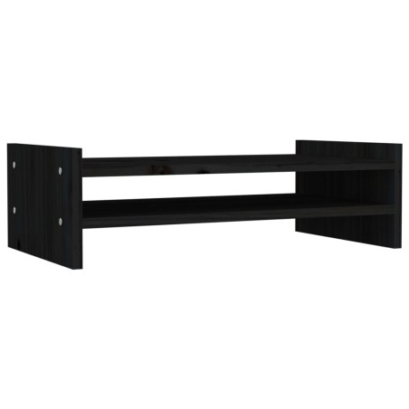 vidaXL Soporte para monitor madera maciza de pino negro 50x27x15 cm