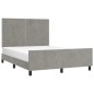 vidaXL Estructura de cama con cabecero terciopelo gris claro 140x190cm vidaXL Estructura de cama con cabecero terciopelo gris claro 140x190cm