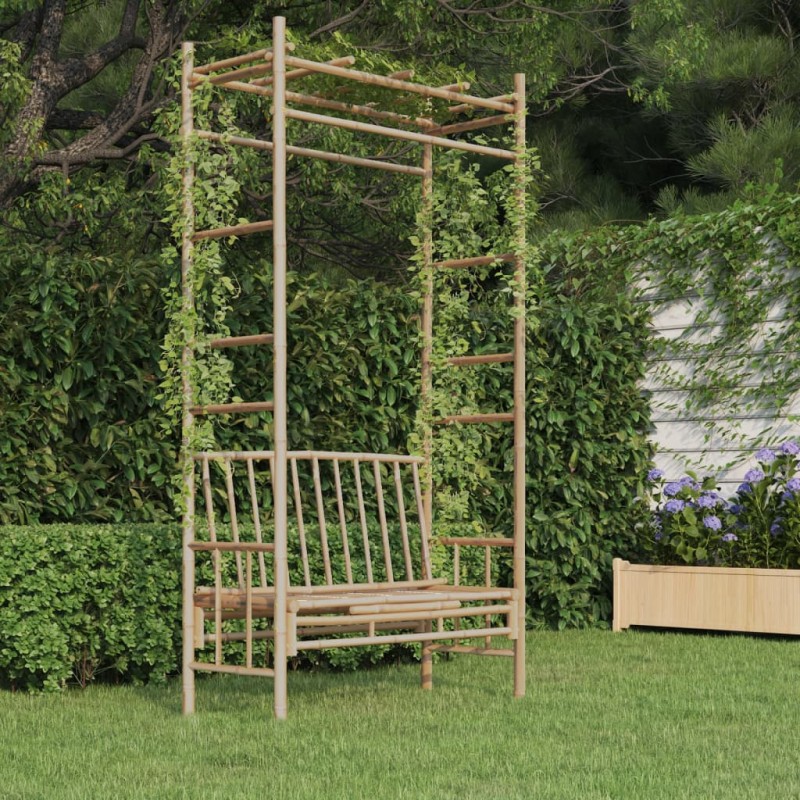 vidaXL Banco de jardín con pérgola bambú 116 cm vidaXL Banco de jardín con pérgola bambú 116 cm