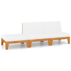 vidaXL Juego muebles de jardín y cojines 3 pzas madera maciza acacia