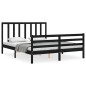 vidaXL Estructura de cama con cabecero madera maciza negro 160x200 cm vidaXL Estructura de cama con cabecero madera maciza negro 160x200 cm