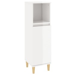 vidaXL Armario de baño madera contrachapada blanco brillo 30x30x100 cm