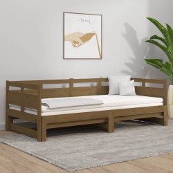 vidaXL Sofá cama extraíble madera de pino marrón miel 2x(80x200) cm