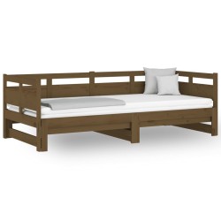 vidaXL Sofá cama extraíble madera de pino marrón miel 2x(80x200) cm