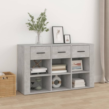 vidaXL Aparador de madera contrachapada gris hormigón 100x30x59,5 cm