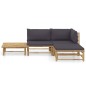 vidaXL Set de muebles de jardín 4 piezas bambú con cojines gris oscuro vidaXL Set de muebles de jardín 4 piezas bambú con cojines gris oscuro