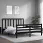 vidaXL Estructura de cama con cabecero madera maciza negro 160x200 cm vidaXL Estructura de cama con cabecero madera maciza negro 160x200 cm