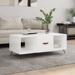 vidaXL Mesa de centro madera contrachapada blanco brillo 102x50x40 cm
