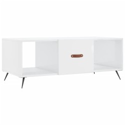 vidaXL Mesa de centro madera contrachapada blanco brillo 102x50x40 cm