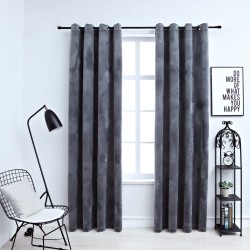 vidaXL Cortinas opacas anillas 2 uds terciopelo antracita 140x175 cm