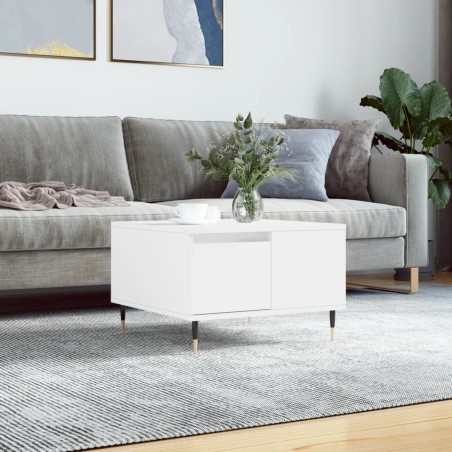 vidaXL Mesa de centro madera contrachapada blanco 55x55x36,5 cm