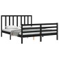 vidaXL Estructura de cama con cabecero madera maciza negro 160x200 cm vidaXL Estructura de cama con cabecero madera maciza negro 160x200 cm