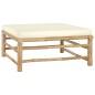 vidaXL Set de muebles de jardín 7 piezas bambú y cojines blanco crema