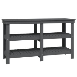 vidaXL Banco de trabajo de madera maciza de pino gris 142,5x50x80 cm