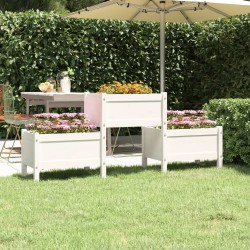 vidaXL Jardinera de madera de pino maciza blanca 178,5x44x75 cm