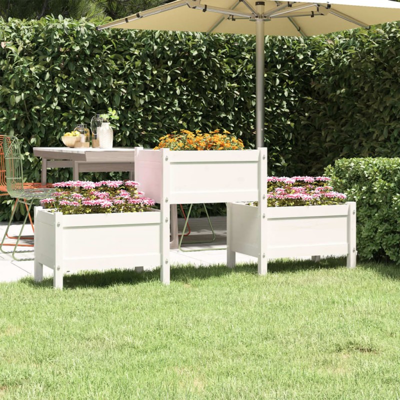 vidaXL Jardinera de madera de pino maciza blanca 178,5x44x75 cm vidaXL Jardinera de madera de pino maciza blanca 178,5x44x75 cm