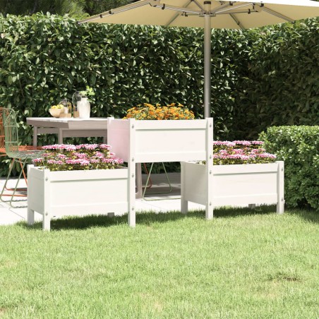 vidaXL Jardinera de madera de pino maciza blanca 178,5x44x75 cm