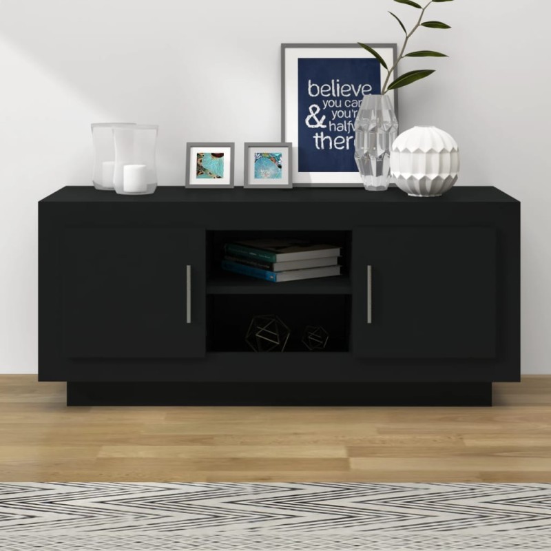 vidaXL Mueble de TV madera contrachapada negro 102x35x45 cm vidaXL Mueble de TV madera contrachapada negro 102x35x45 cm