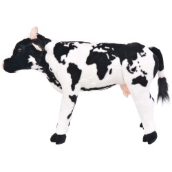 vidaXL Vaca de peluche de pie negra y blanca XXL    