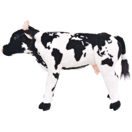 vidaXL Vaca de peluche de pie negra y blanca XXL    