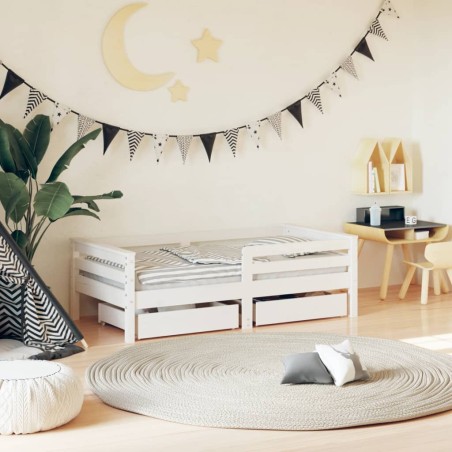 vidaXL Estructura cama niños con cajones madera pino blanco 70x140 cm