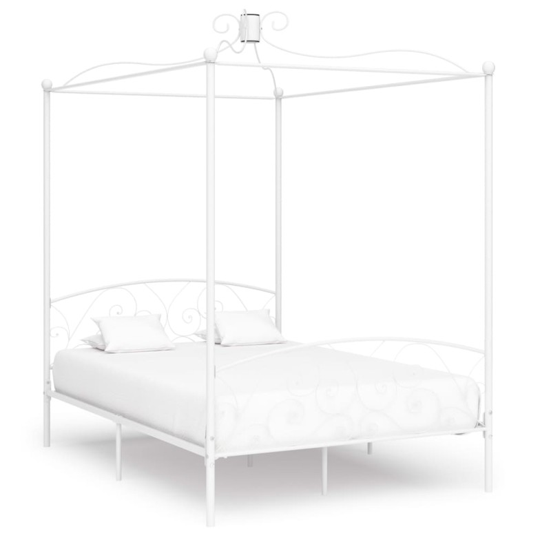 vidaXL Estructura de cama con dosel metal blanco 120x200 cm vidaXL Estructura de cama con dosel metal blanco 120x200 cm