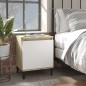 vidaXL Mesitas de noche patas metal roble Sonoma y blanco 40x30x50 cm vidaXL Mesitas de noche patas metal roble Sonoma y blanco 40x30x50 cm
