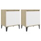 vidaXL Mesitas de noche patas metal roble Sonoma y blanco 40x30x50 cm vidaXL Mesitas de noche patas metal roble Sonoma y blanco 40x30x50 cm