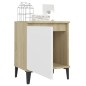 vidaXL Mesitas de noche patas metal roble Sonoma y blanco 40x30x50 cm vidaXL Mesitas de noche patas metal roble Sonoma y blanco 40x30x50 cm