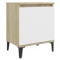 vidaXL Mesitas de noche patas metal roble Sonoma y blanco 40x30x50 cm vidaXL Mesitas de noche patas metal roble Sonoma y blanco 40x30x50 cm