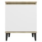 vidaXL Mesitas de noche patas metal roble Sonoma y blanco 40x30x50 cm vidaXL Mesitas de noche patas metal roble Sonoma y blanco 40x30x50 cm