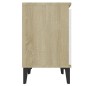 vidaXL Mesitas de noche patas metal roble Sonoma y blanco 40x30x50 cm vidaXL Mesitas de noche patas metal roble Sonoma y blanco 40x30x50 cm