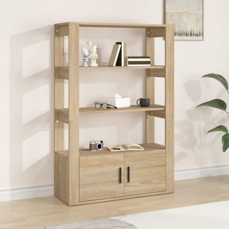 vidaXL Aparador madera contrachapada color roble Sonoma 80x30x119,5 cm