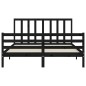 vidaXL Estructura de cama con cabecero madera maciza negro 160x200 cm vidaXL Estructura de cama con cabecero madera maciza negro 160x200 cm