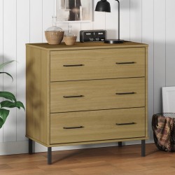 vidaXL Aparador con 3 cajones OSLO madera maciza marrón 77x40x79,5 cm