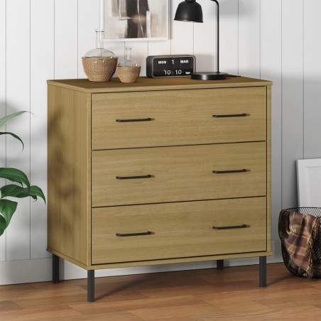 vidaXL Aparador con 3 cajones OSLO madera maciza marrón 77x40x79,5 cm