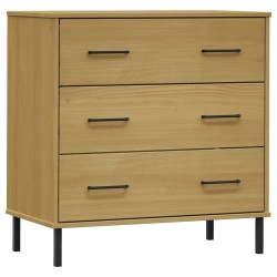 vidaXL Aparador con 3 cajones OSLO madera maciza marrón 77x40x79,5 cm