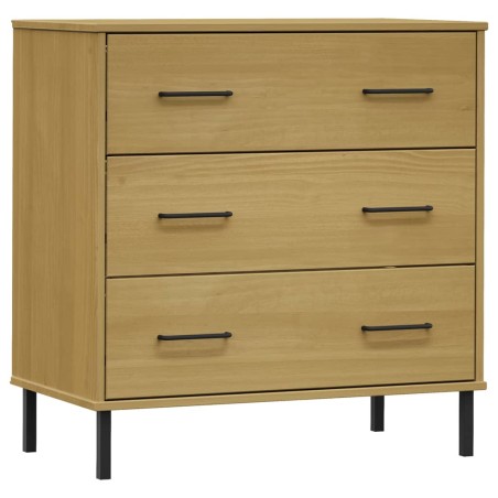 vidaXL Aparador con 3 cajones OSLO madera maciza marrón 77x40x79,5 cm