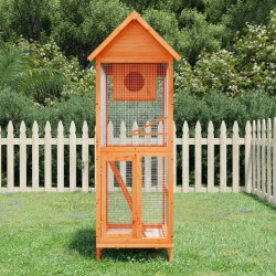 vidaXL Casita para pájaros madera maciza pino marrón 60x58,5x160 cm