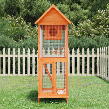 vidaXL Casita para pájaros madera maciza pino marrón 60x58,5x160 cm